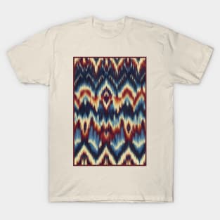 Blue, beige and brown Ikat Pattern T-Shirt